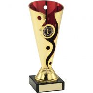 Gold/Red Plastic Swirl Dot Trophy Award - 7.5in