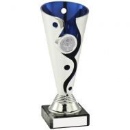Silver/Blue Plastic Swirl Dot Trophy Award - 7.5in
