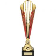 Gold/Red Tall Plastic Trophy Award - 12.5in