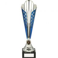 Silver/Blue Tall Plastic Trophy Award - 12.5in