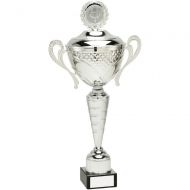 Tall Silver 3/4 Bowl Handles Lid Trophy Award - 16in