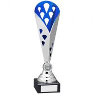 Silver/Blue Tall Plastic Triangle Trophy Award - 11.5in : New 2018