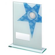 White Blue Printed Glass Rectangle With Darts Insert Trophy 7.25in : New 2019