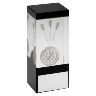 Clear Black Glass Block with Lasered Darts Image Trophy Award 4in : New 2020