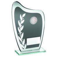 Grey/Silver Glass Plaque Darts Trophy 7.25in