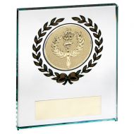 Jade Glass Block With Gold Wreath 12mm Thick With Plate - 4 X 5in : New 2022