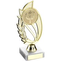 Gold/Blue Plastic Holder On Marble Trophy - 8in
