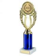 Gold-Blue Plastic Wreath Holder On Marble Trophy - 9.75in : New 2022