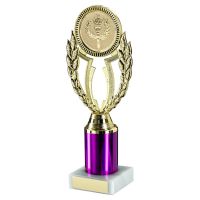 Gold-Purple Plastic Wreath Holder On Marble Trophy - 8.75in : New 2022