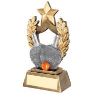 Bronze Gold Pewter Orange Table Tennis Wreath Shield With Gold Star Trophy Award - 6.5in : New 2018