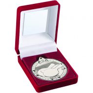 Red Velvet Box And 50mm Medal Table Tennis Trophy Silver 3.5in : New 2019