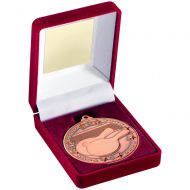 Red Velvet Box And 50mm Medal Table Tennis Trophy Bronze 3.5in : New 2019