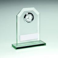 Jade Glass Clock Trophy 4.25in