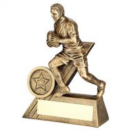 Bronze-Gold Male Rugby Mini Figure With Plate - 5.5in : New 2022