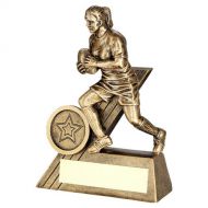 Bronze-Gold Female Rugby Mini Figure With Plate - 5.5in : New 2022