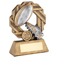 Bronze Pewter Gold Rugby Octo Ribbon Series Trophy Award 8.5in : New 2020