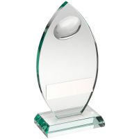 Jade Glass Plaque With Half Rugby Ball Trophy Award - 6.75in : New 2018