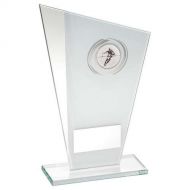 White/Silver Printed Glass Plaque With Rugby Insert Trophy Award - 6.5in : New 2018