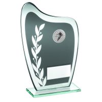 Grey/Silver Glass Plaque Rugby Trophy 7.25in