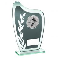 Grey/Silver Glass Plaque Rugby Trophy 6.5in