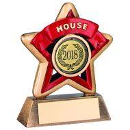 Mini Star House Trophy Bronze/Gold/Red 3.75in