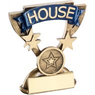 Bronze/Gold School House Mini Cup Trophy - Blue 3.75in