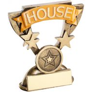 Bronze/Gold School House Mini Cup Trophy - Yellow 3.75in
