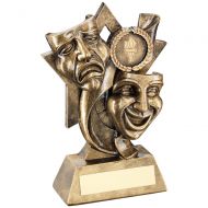 Bronze/Gold Drama Masks On Star Backdrop Trophy - 5.75in