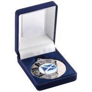 Blue Velvet Box Medal Scotland Trophy Silver 3.5in