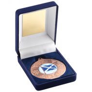 Blue Velvet Box Medal Scotland Trophy Bronze 3.5in