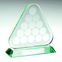 Jade Glass Pool/Snooker Balls In Triangle Trophy 6.75in