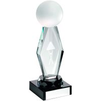 Clear Glass Lasered Pool/Snooker Column On Black Base Trophy 7.25in