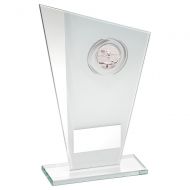 White/Silver Printed Glass Plaque With Pool/Snooker Insert Trophy Award - 6.5in : New 2018