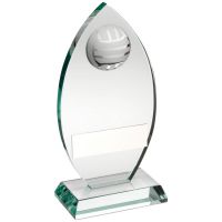 Jade Glass Plaque With Half Volleyball Trophy Award - 6.75in : New 2018