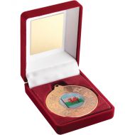Red Velvet Box Medal Wales Trophy Bronze 3.5in
