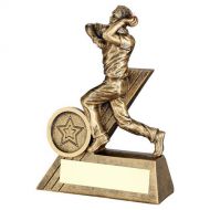 Bronze-Gold Mini Male Cricket Bowler Figure With Plate - 4.75in : New 2022