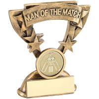 Bronze/Gold Man Of The Match Mini Cup With Cricket Insert Trophy Award - 3.75in : New 2018