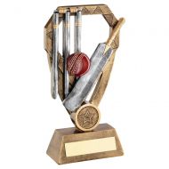 Bronze Pewter Gold Cricket Bat with Ball and Stumps On Diamond Trophy Award 7 : New 2020