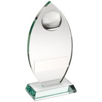 Jade Glass Plaque With Half Cricket Ball Trophy Award - 5.75in : New 2018