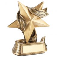 Bronze/Gold Star And Ribbon Award Trophy Award - 5.5in : New 2018