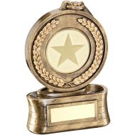 Bronze/Gold Medal Ribbon Holder Trophy - 5in