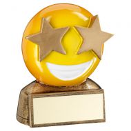 Bronze Yellow Star Eyes Emoji Figure Trophy 2.75in : New 2019