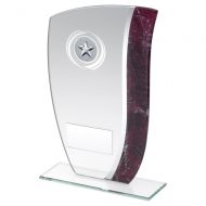 Jade Glass with Claret Silver Marble Detail Trophy Award 7.25in : New 2020