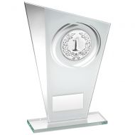 White/Silver Printed Glass Plaque With Wreath Trophy Award - 6.5in : New 2018