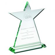 Jade Glass Tall Star Plaque (10mm Thick) 7.5in