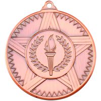 Striped Star Medal Bronze 2in