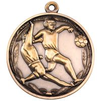 Double Footballer Medal Antique Gold 2in