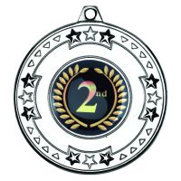 Tri Star Medal 2in Silver