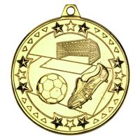 Football Tri Star Medal Gold 2in