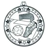 Football Tri Star Medal Silver 2in